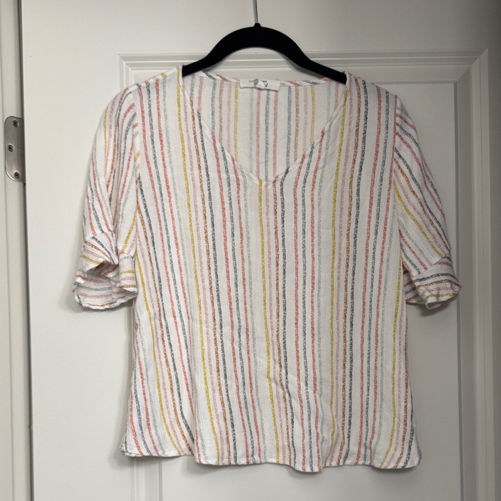 Beacon White Blouse with Colorful Stripes